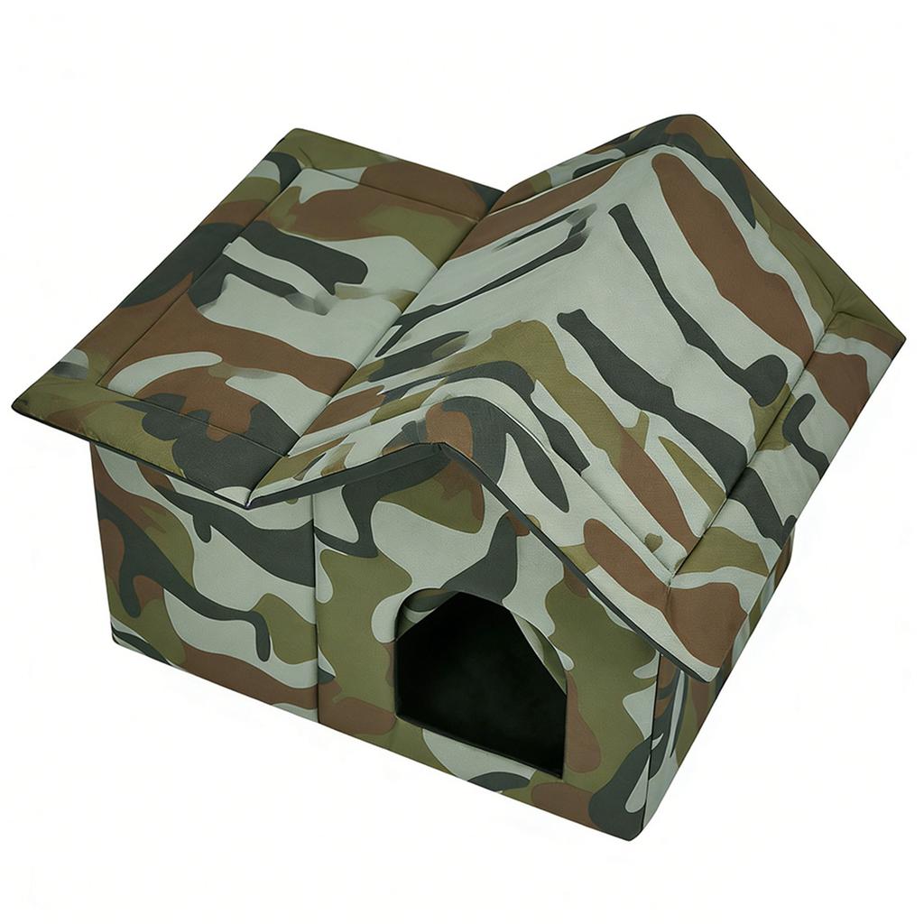 Insulated Outdoor Cat House Waterproofing Large Space Foldable Cat Bed Kitty Shelter for Garage Porch Barn