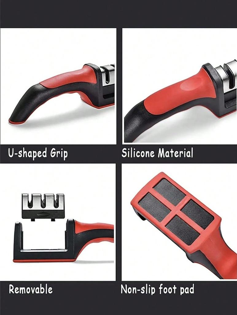 Multifunctional 4-Stage Knife Sharpener, Diamond Hand-Held Sharpening Stone for Kitchen Knives, Scissors, Cocina Tool