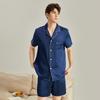 6A Grad 19 Momme Maulbeerseide Herren Kurzarm Oberteil & Shorts Pyjama - Schwer, Luxuriöse Sommer Homewear