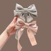 Hairpin French Style Satin Long Ribbon Bow Decor Anti-slip Teeth Back Head Hair Clip Strong Clamping Force Versatile Hair Clip