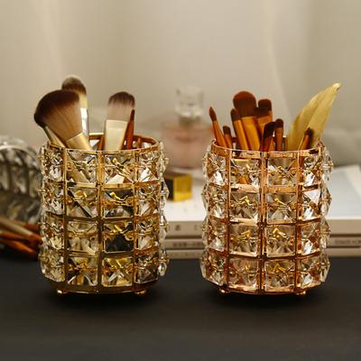 Crystal Vanity Decor Makeup Brush Holder Organizer Bling Personalized Comb Brushes Pen Storage Box Container