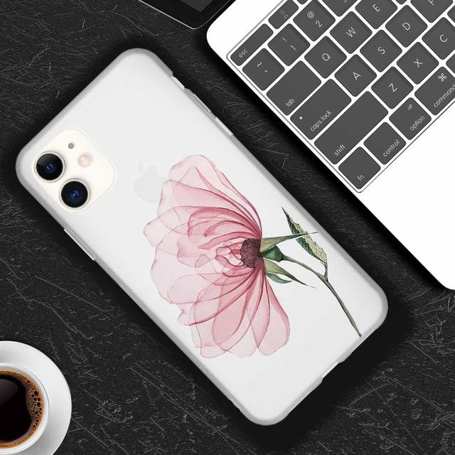 Bellissima Custodia a Fiori Per iPhone 13 12 11 Pro Max XS Max XR X 7 8 6 Plus 5 5S SE 2020 12 Mini Opaca Morbida TPU Trasparente