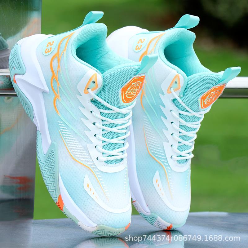 Basketball Shoes Spring and Autumn Mesh Sports Shoes High-top Shoes Non-slip Solid Soft-soled Running Shoes Trendy Style