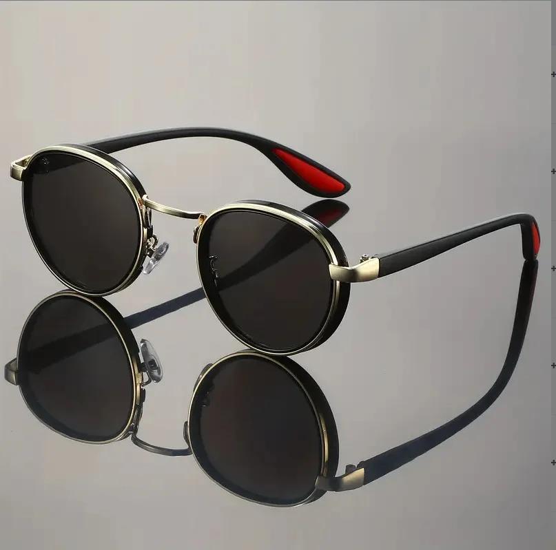 

Fashion Round Sunglasses Women Men Retro Rivet Vintage Black Shades UV400 Protection Mirror Lens Designer Brand 1PC