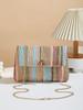 Color striped woven hanging bell decoration small square bag women's new chain single shoulder crossbody armpit