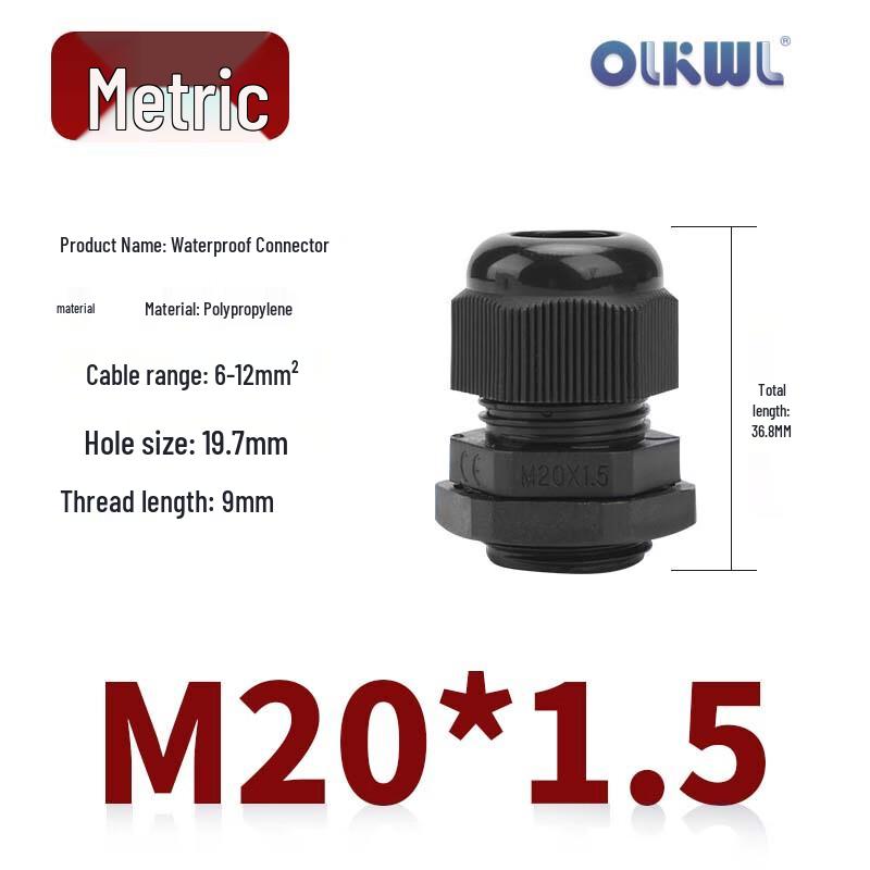 OLKWL PP Plastic M20 Cable Waterproof Gland Connector