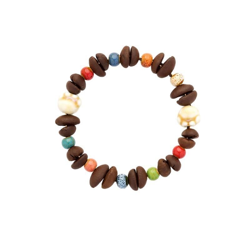 Coffee Bean Bracelet with Cat Claw Beads, Unique Design, High-End Feel, Elastic Bracelet for Couples, Best Friends, and Students