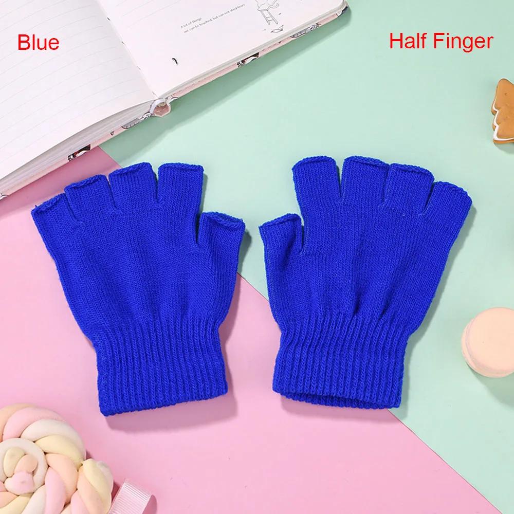 1 Pair Half Finger Fingerless Gloves Men/Women Black Warm Knitted Stretch Elastic Winter Outdoor Equipment Cycling Accessories