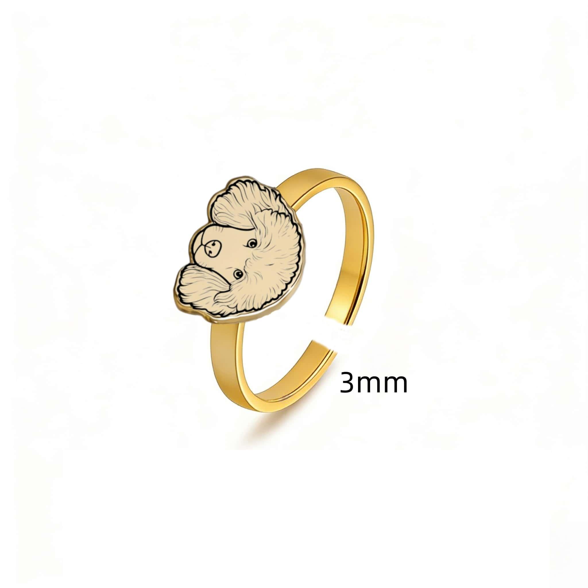 Pet Photo Ring Custom Pet Portrait Ring Pet Face Ring Engraved Dog or Cat Ring Pet Memorial Jewelry Personalized Pet Lover Gift adjustable
