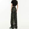 American High Street Camouflage Wide-leg Jeans Women's Ins Trendy Versatile Babes High-waisted Slim Straight Floor Pants