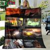 3D Game God of War Pattern Blanket Star Art Flannel Thin Blanket Portable Home Travel Office Lunch Break Blanket Birthday Gift