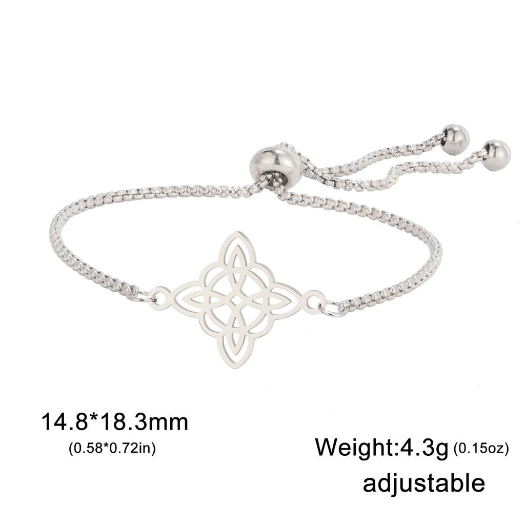 LIKGREAT Celtics Knot Bracelet Witchcraft Witch Knot Bracelets Good Luck Amulet Adjustable Chain Stainless Steel Jewelry Gift