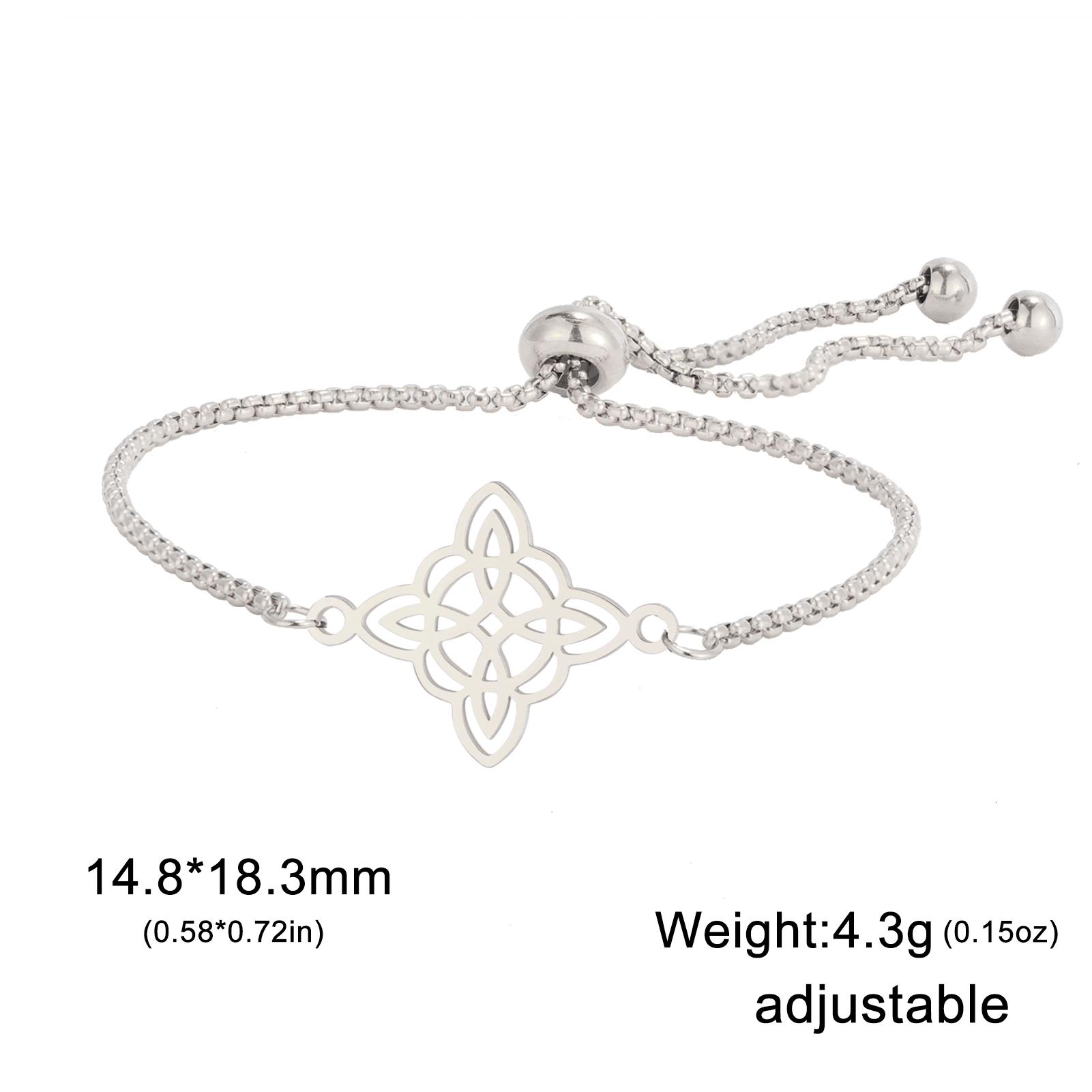 

LIKGREAT Celtics Knot Bracelet Witchcraft Witch Knot Bracelets Good Luck Amulet Adjustable Chain Stainless Steel Jewelry Gift