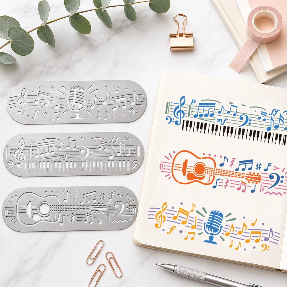3Pcs 3 Styles Oval Stainless Steel Metal Cutting Dies Stencils for DIY Scrapbooking/Photo Album Decorative Embossing DIY Paper Card Musical Note