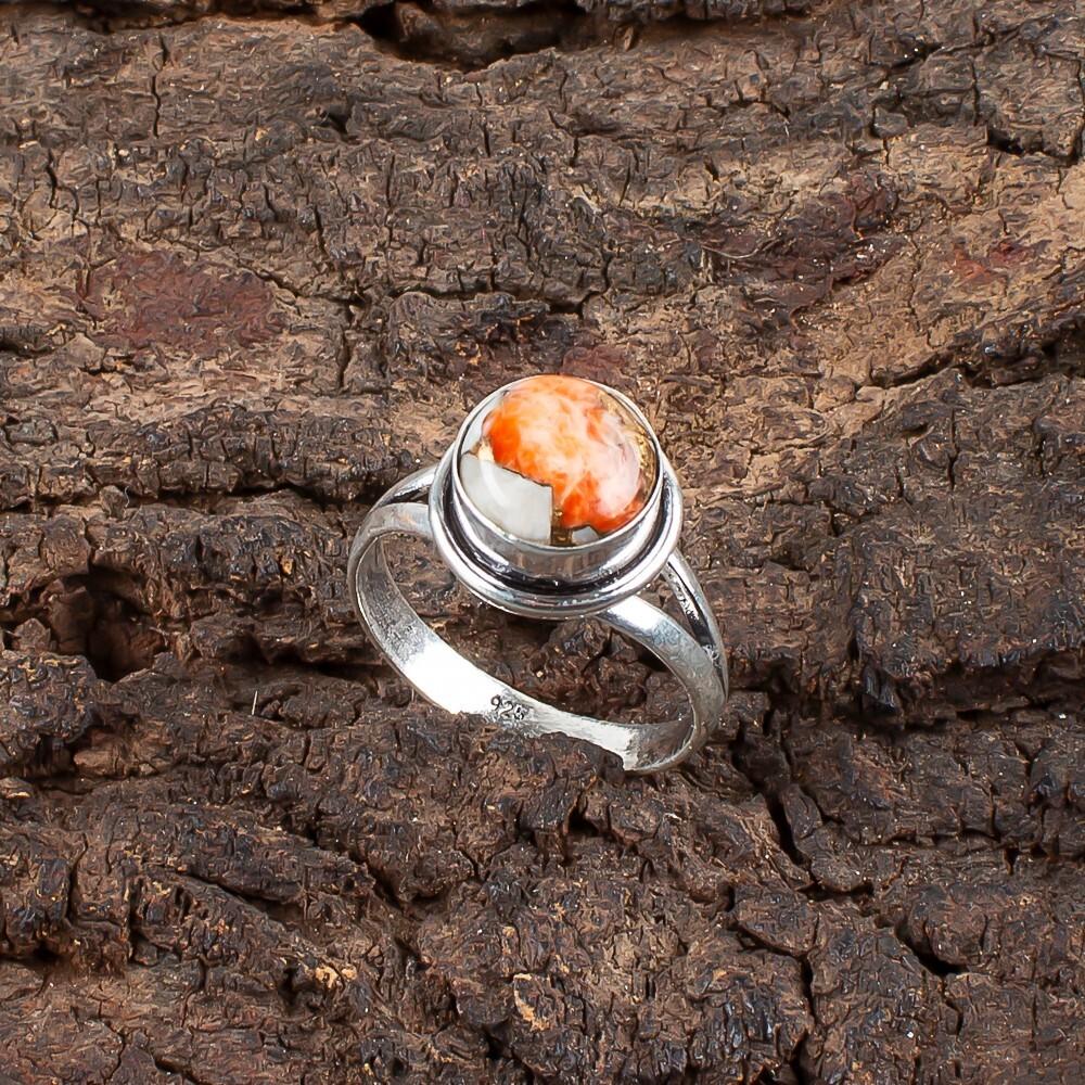 Orange Copper Turquoise Gemstone 925 Sterling Silver Jewelry Handmade Boho  Ring RR-11-39