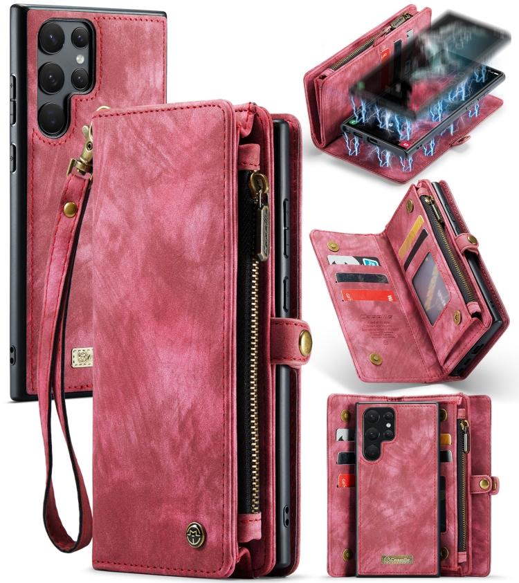 Para Samsung Galaxy S22 Ultra 5G Funda CaseMe-008 Desmontable Multifuncional con Tapa Horizontal de Cuero