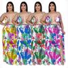 Plus Size Womens Floral Print Sleeveless Knit Swimwear Set With Cutout Detail Long Skirt Outfit