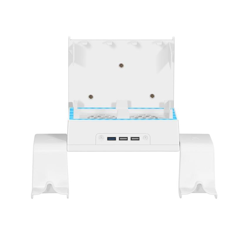Wall Mount Bracket Built-in Cooling Fan Controller Holder Stand with LED Lighting USB Output for XB Series S Host