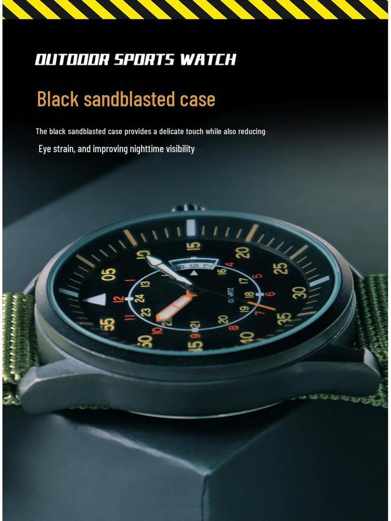 Addies Nylon Strap Men's Waterproof Quartz Sports Watch with Luminous Calendar