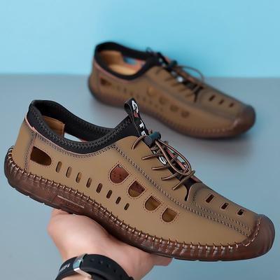 Fashion Hot Classic Summer Men Sandals Genuine Leather Soft Breathable Shoes Beach Roman Sandals Men Sandals Hand-stitched Casual Shoes