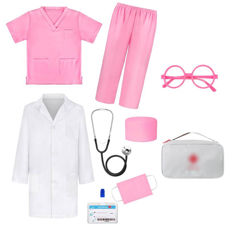 Boys Girls Simulation Doctor Nurse Work Uniform Cross with Toys Sets Kids Clothes Toddler Christmas Xmas Role Play Costum Party