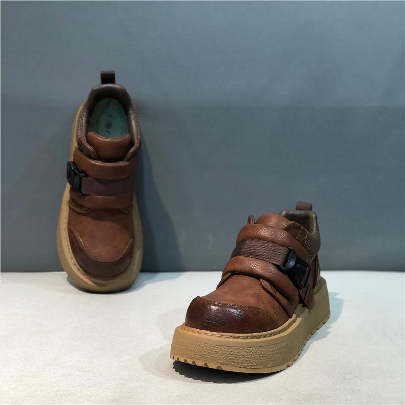 

Winter new platform casual shoes lace-up light outdoor shoes daily ec 43 коричневий