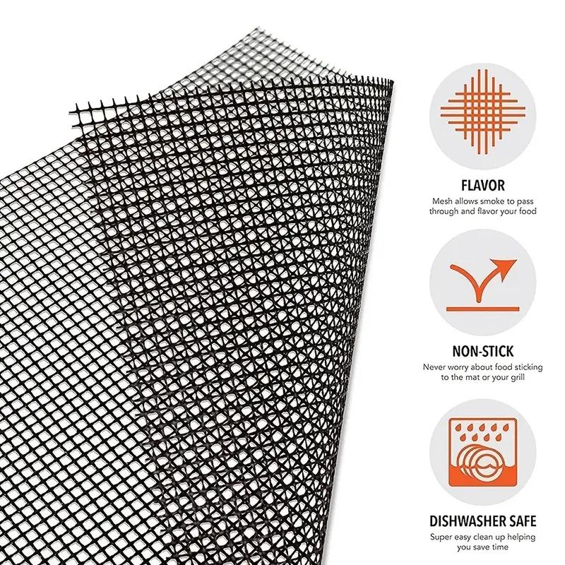 1pc BBQ Non-Stick Reusable Grilling Pad - High Temperature Resistant & Easily Cleaned - Perfect for Barbecue & Baking!