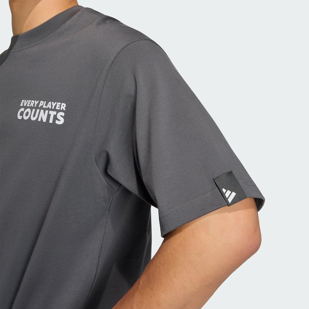 Adidas VERBIAGE T Shirts Men's Solid Gray Crew Neck Moderate