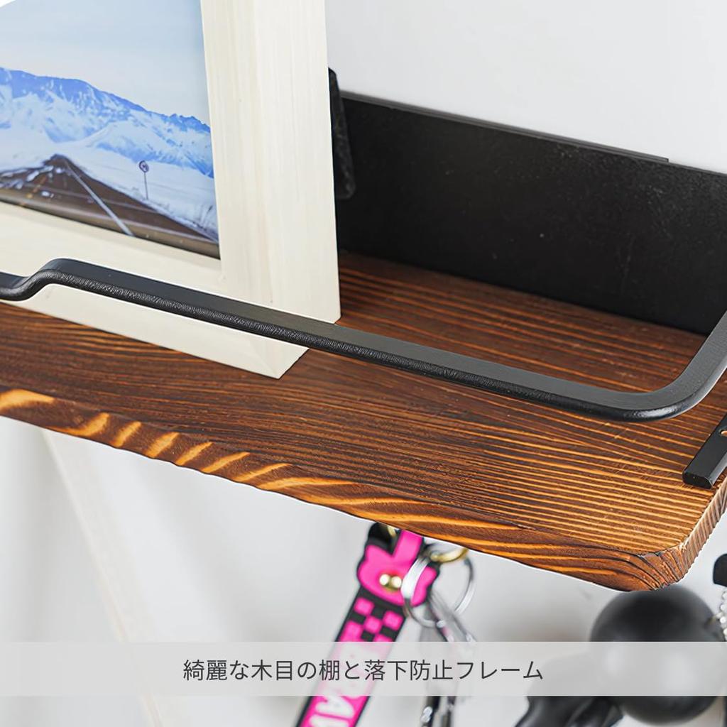 Adelphos Wall Shelf with 7 Wall Wall Fall Prevention Screw WS3 Hooks, Hanger, Storage, Frame, Wood, Mount, (1 Piece)