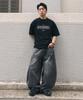 Beokeuldaun Side Tuck Curved Wide Denim Pants (Washed Grey)