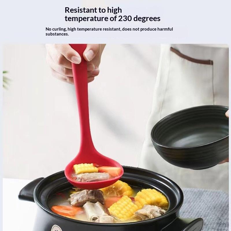 Silicone Ladles Soup Spoons Nonstick Heat Resistant Large Soup Ladle With Long Handle For Home Kitchen Cooking