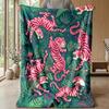 Pink Tigers in Jungle Theme blanket Lightweight Warm Flannel Blanket Decorative Throw Blanket for Home Decoration