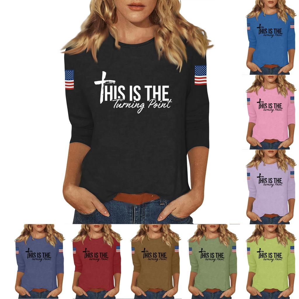 Women's Casual Fashionable Sexy Comfortable Neck Three-Quarter Sleeve Top