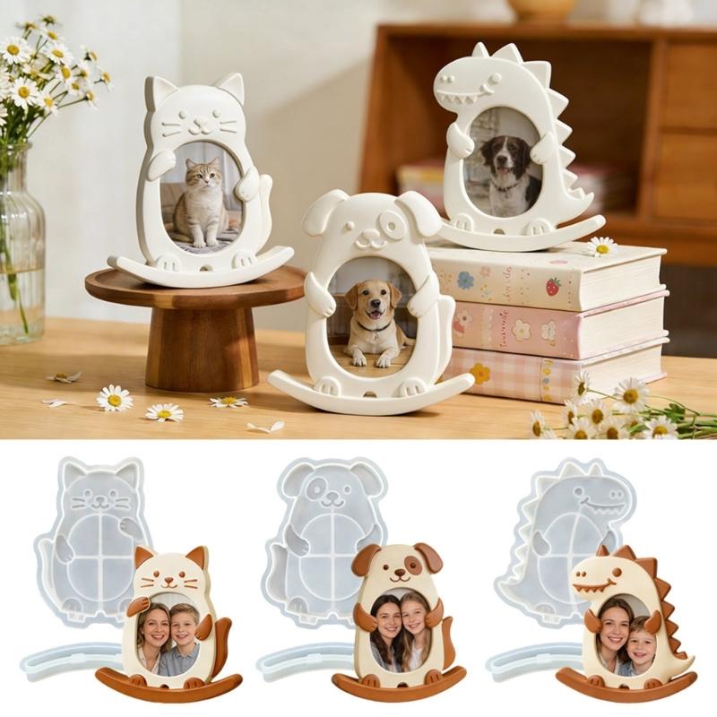 Flexible Silicone Craft Mold for Picture Frames With Rocking Base Desktop Ornament Mould Jewelry Tool