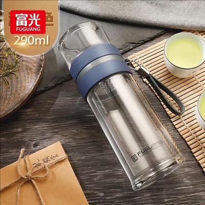 Fuguang Double-Wall Borosilicate Glass Water Bottle with Filter