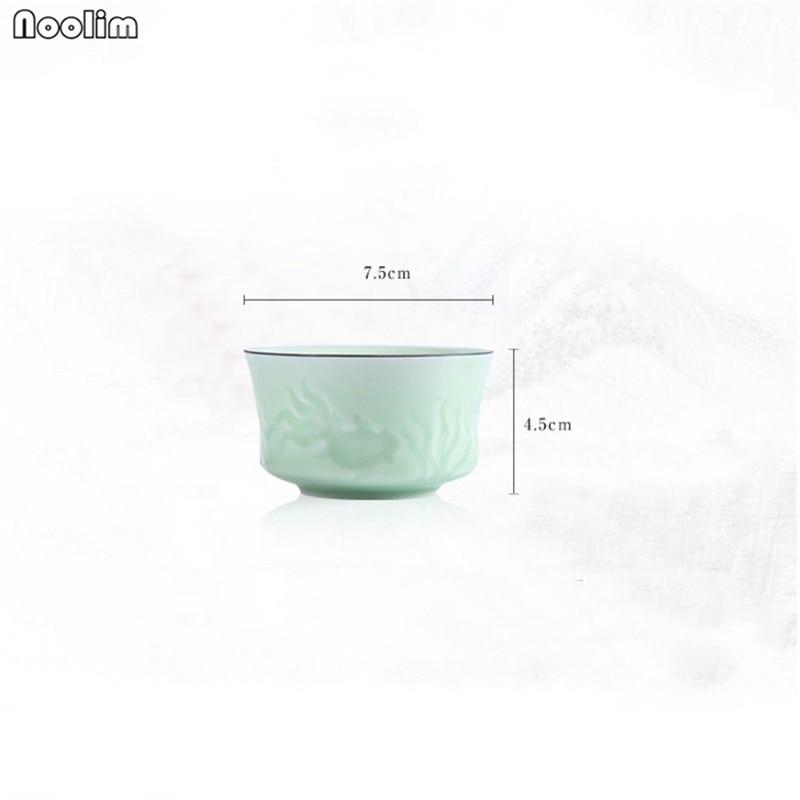 Ceramic Hand-Carved Lotus Dragon Teacup Jingdezhen Celadon Master Tea Cups 100ML