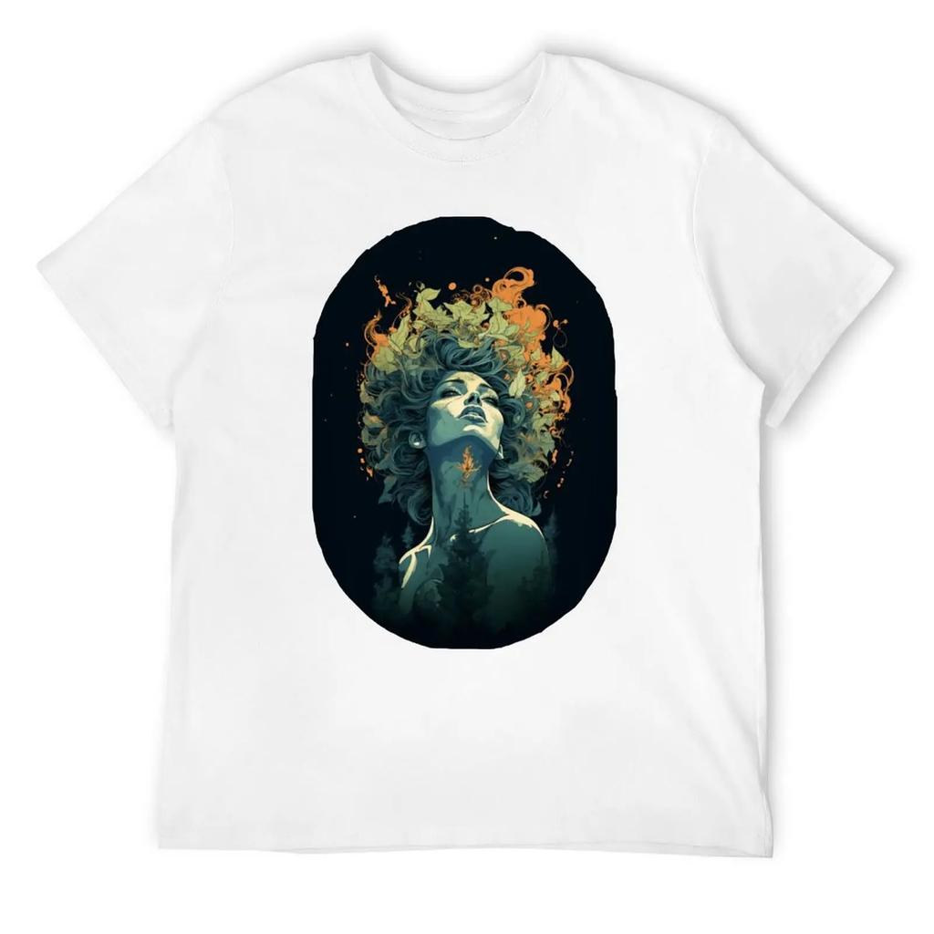 Crewneck Mother's Day Fiery Nature Men's T-shirt Movement Top Tee Vintage Funny Novelty Leisure Eur Size