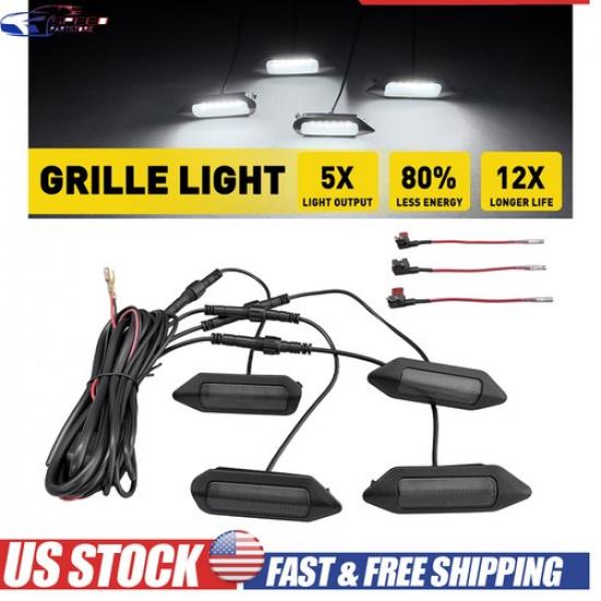 Grille LED Lights Smoked Lens Front White Light+Harness For Toyota RAV4 -24