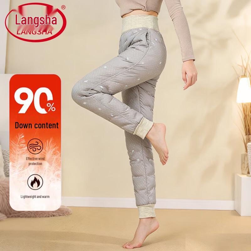 Langsha Women s Thermal High-Waist Slim Down Pants S