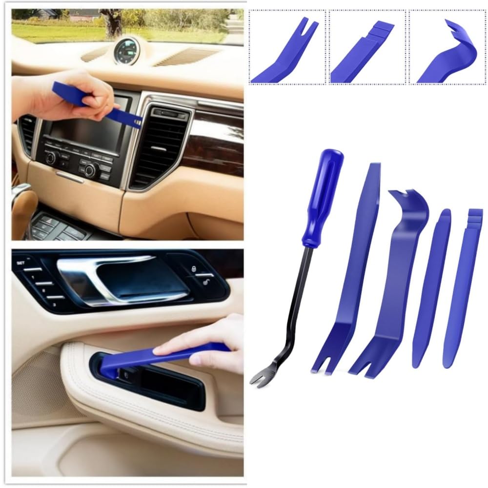5 Piece Auto Upholstery Removal Panel Removal Tool Clip Clamp Tool Parts Original Tool (Blue)