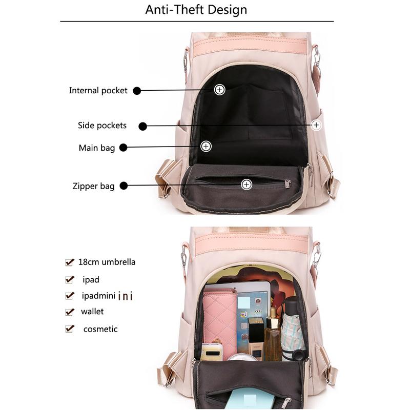 Buy 2021 Waterproof Oxford Women Backpack Fashion Anti-theft Women