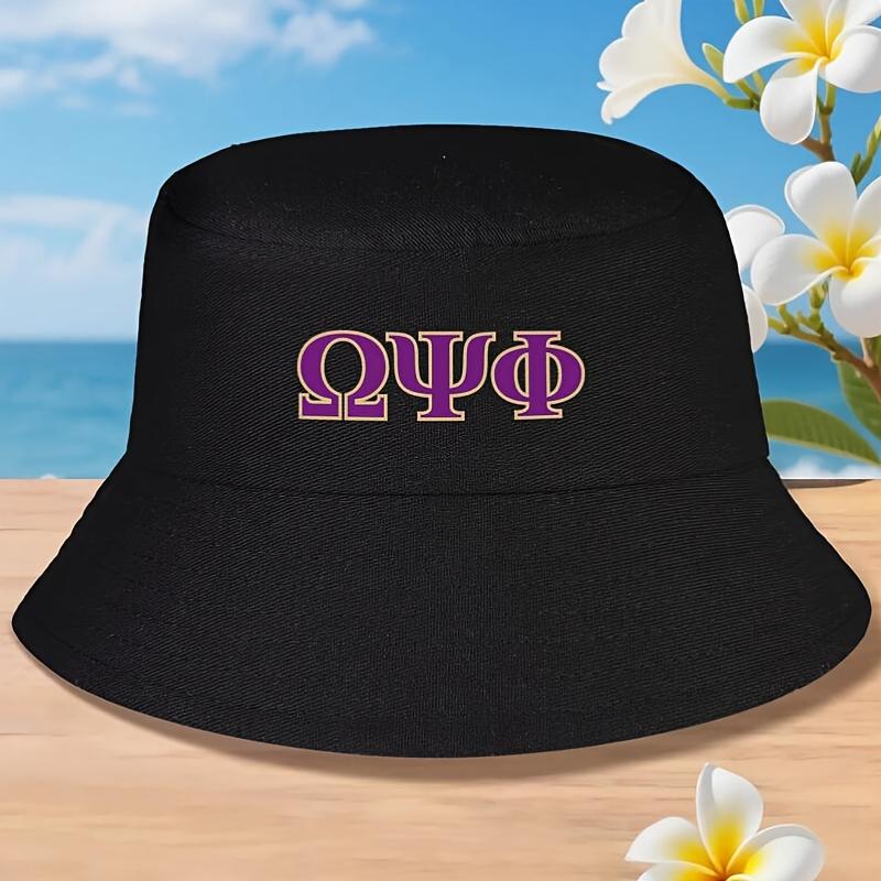Панама Omega Psi Phi - Унисекс, Греческие Буквы, Неэластичная Ткань, Для Мероприятий Братства и Повседневной Носки, Машинная One-size