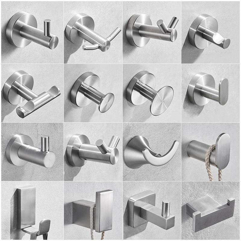Black 304 Stainless Steel No-Drill Coat & Hat Hook for Bathroom or Entrance