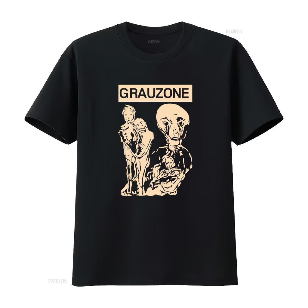 Grauzone Band Vintage Art Print Cotton T Shirt Retro Style Black Sizes S 4XL vintage Washed Top For Everyday Wear streetwear