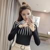 Frauen Schlank Pullover Herbst Rollkragen Lange-hülse Strick Outwear Streifen Pullover