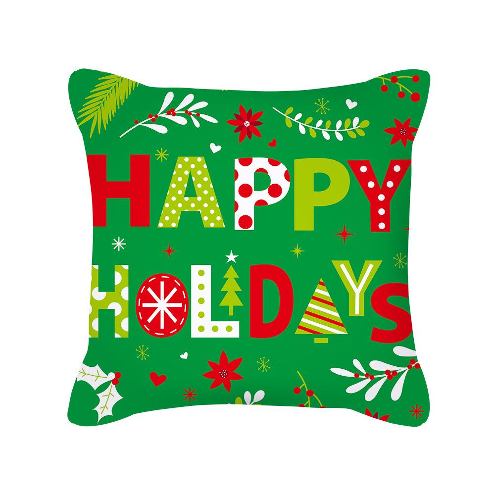 Cartoon Christmas Pillow Case Holiday Gift Letter Snowman Red and Green Pillow