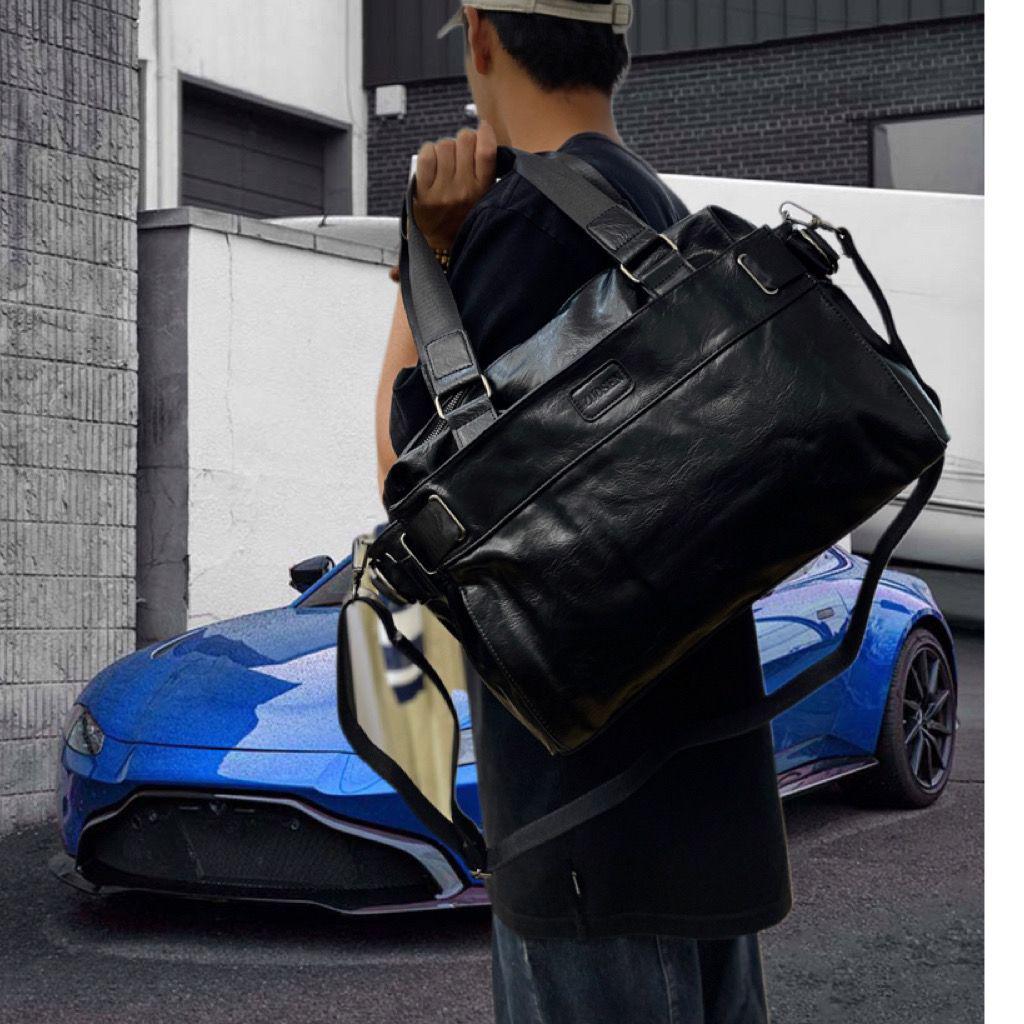 Men's Large Capacity Leather Travel Shoulder Bag - Business & Casual Fashion Trend