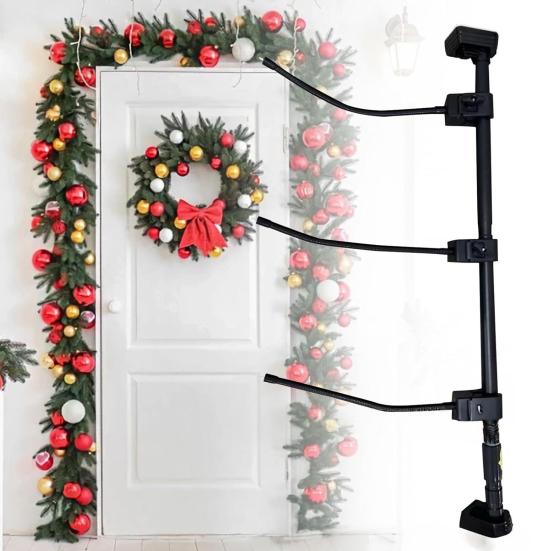 Adjustable Garland Hanger for Front Door Extendable Metal Plant Hanger with Hook No-Drilling Installation