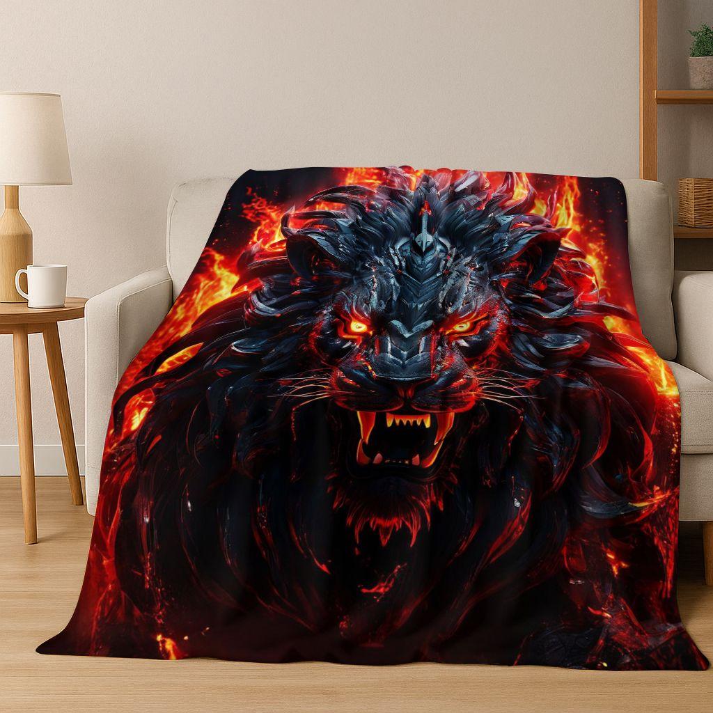 26 Style Wild Animal Lion Beast Cartoon Flannel Blanket,Warm Cozy Soft Throw Blanket for Home Bedroom Bed Sofa Picnic Cover Kids