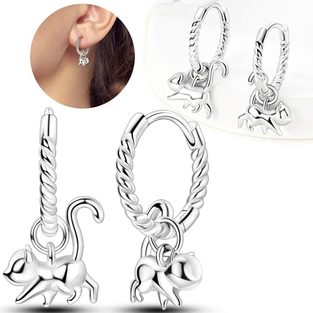 All New Silver S925 Honey Bees, Cats, Dogs Zircon Earrings and Eardrop Simple Fine Jewelry Women Girls Party Gift